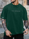 Mens Letter Print Crew Neck Casual Short Sleeve T-Shirts - Green