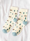 5 Pairs Women Cotton Jacquard Cartoon Little Bear Lattice Patterns Fashion Breathable Socks - #07