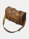 Men Vintage Wear-Resistant Waterproof Faux Leather Crossbody Bag Handbag - Brown