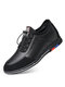 Men Cow Leather Splicing Non Slip Soft Sole Business Casual Shoes - Black