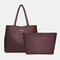 Women 2 PCS Multi-pocket Large Capacity Removable Key Multifunctional Handbag Tote - Wine Red