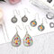 Bohemian Sun Flower Earrings 3Pair Water Drops Colorful Beads Earrings - 01