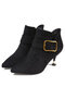 Women Elegant Fashion Side-zip Pointed Toe Heeled Boots - Black