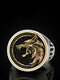 Vintage Two-Tone Wolf Head Men Ring Hunter Wolf Claw Ring Jewelry Gift - Gold