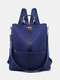 Casual Soild Strap Design Large Capacity 14 Inch Laptop Handbag Backpack - Blue