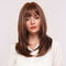 24 Inch Dark Brown Natural Arc Bangs Mid-length Hair Elegant Ladies Synthetic Wig - 24 Inch