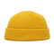 للجنسين الصلبة اللون قبعة صوف قبعة الجمجمة قبعة صغيرة - الأصفر