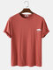Mens Cotton Weather Print Solid Color Loose Casual O-Neck T-Shirts - Red