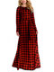 Lattice Printing Long-sleeved New Trend Maxi Dress  - Red