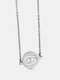 1 Pcs Titanium Steel Zodiac Constellation Round Shape Pendant Necklace - #06
