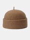 Unisex Wool Solid Color Autumn Winter Warmth Brimless Beanie Landlord Cap Skull Cap - Camel