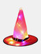 قبعة ساحرة للهالوين مزودة بأضواء LED دعائم زينة للحفلات لديكورات منزلية للأطفال والكبار زي حفلات زينة شجرة معلقة - #01