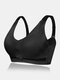 Women Contrast Patchwork Bowknot Full Cup Wireless Thin Breathable Back Closure Bra - Black