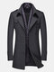 Mens Wool Detachable Scarf Mid Long Trench Coats Business Casual Stylish Coat Slim Fit Jackets-6 Colors - Gray