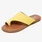 Women Holiday Beach Toe Ring Comfy Flat Casual Sandals - Yellow