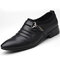 Men Microfiber Leather Non Slip Metal Slip On Casual Formal Dress Shoes - Black