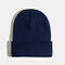 Unisex Solid Color Knitted Wool Hat Skull Cap Beanie Caps - Navy