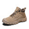 Men Brief Hard Wearing Non Slip Pure Color Outdoor Tooling Boots - Khaki