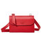 Women Faux Leather Plain Multi-function Shoulder Bag Crossbody Bag - Wine Red