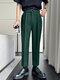 Mens Solid Pocket Casual Tapered Pants - Dark Green