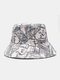 Unisex Polyester Cotton Overlay Portrait Graffiti Print Fashion Sunshade Bucket Hat - #01