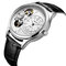 Fashion Business Men Watch Leather Band Unique Design Hollow Dial Mechanical Watch - Silver