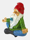 1PC Garden Dwarf Gnome Yoga Sit Statue Resin Miniature Yoga Fairy Figurines Sculptures Decoration - #01