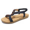 LOSTISY Beading Decor Comfy Open Toe Flat Elastic Sandals - Blue