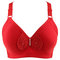 Thin Section Solid Color Adjustment Gathered Wireless Bra - Red