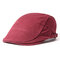 Men Women Cotton Beret Cap Pure Color Hats Casual Windproof Warm Forward Cap - Red