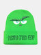 Men & Women Cute Cartoon Green Monster Pattern Knitted Hat Ski Cap All-match Beanie Hat - Dark Green
