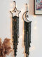 1PC Cotton Black Moon Star Pattern Hand Woven Wall Hangings Ornament Home Decoration - Black