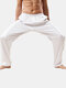 Faux Silk Smooth Thin Loose Pajamas Bottoms Comfy Home Loungewear Pants - White