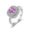 Anel de strass quadrado geométrico luxuoso anel de zircão micro incrustado com temperamento joias da moda - Rosa