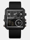 12 Colors Leather Stainless Steel Alloy Men Business Watch Luminous Digital LED Electronic Quartz Watch - PU Band Black
