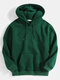 Mens Simple Pure Color Casual Loose Kangaroo Pocket Hoodie - Green