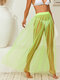 Women See Through Thin Beach Maxi Skirt Cover Ups Swimsuit - Fluorescent Green
