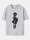 Plus Size Mens 100% Cotton Oriental Dragon Graphic Fashion Short Sleeve T-Shirts - Gray