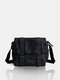 Menico Men Artificial Leather Retro Large Capacity Messenger Bag 13 Inch Laptop Durable Crossbody Bag - Black