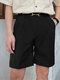 Pantalones cortos casuales de color liso para hombre con bolsillo - Negro