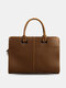 Menico Men Artificial Leather Vintage Large Capacity Laptop Bag Business Convertible Strap Briefcase - Coffee