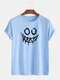 Mens Funny Grimace Print Breathable Casual Loose Short Sleeve T-Shirt - Blue