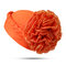 Women Solid Color Breathable Comfortable Beanie Hat Large Flower Behind Bonnet Muslim Pile Heap Cap - Orange