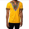 Mens African Ethnic Style 3D Printed V-neck Casual Summer T Shirts - Yellow