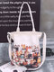 Women Canvas Cat Print Handbag Shoulder Bag Tote - #02