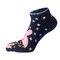 Women Sweet Little Rabbit Printing Short Socks Cotton Funny Cartoon Five Toes Ankle Socks - Black