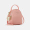 Women Multi-carry Earphone Hole Multi-Layers Crossbody Bag Handbag Backpack - Pink