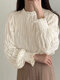 Solid Textured Lace Stand Collar Keyhole Back Shirred Blouse - Apricot
