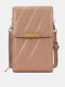 Women Faux Leather Brief Multifunction Mini Crossbody Bag Phone Bag - Apricot