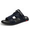 Men Microfiber Leather Breathable Adjustabler Heel Strap Casual Sandals - Blue